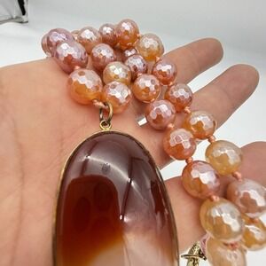 Vtg HSN Sterling Silver Gemstone Necklace Sparkling Agate Statement NOS Org. Tag